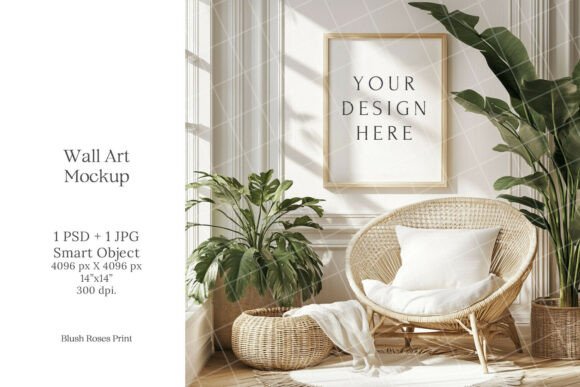 Download Boho Wall Art Mockup PSD Smart Object - Art mockup Collection